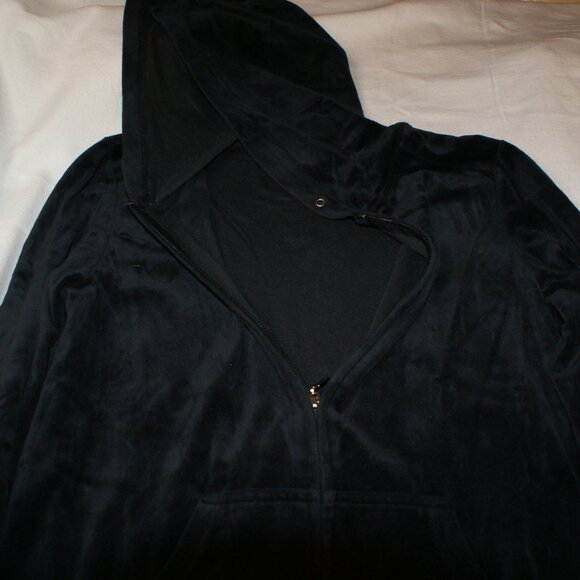 Zippered Hoody Velviteen Black Jacket Size L by Whisper Me - Picture 7 of 14